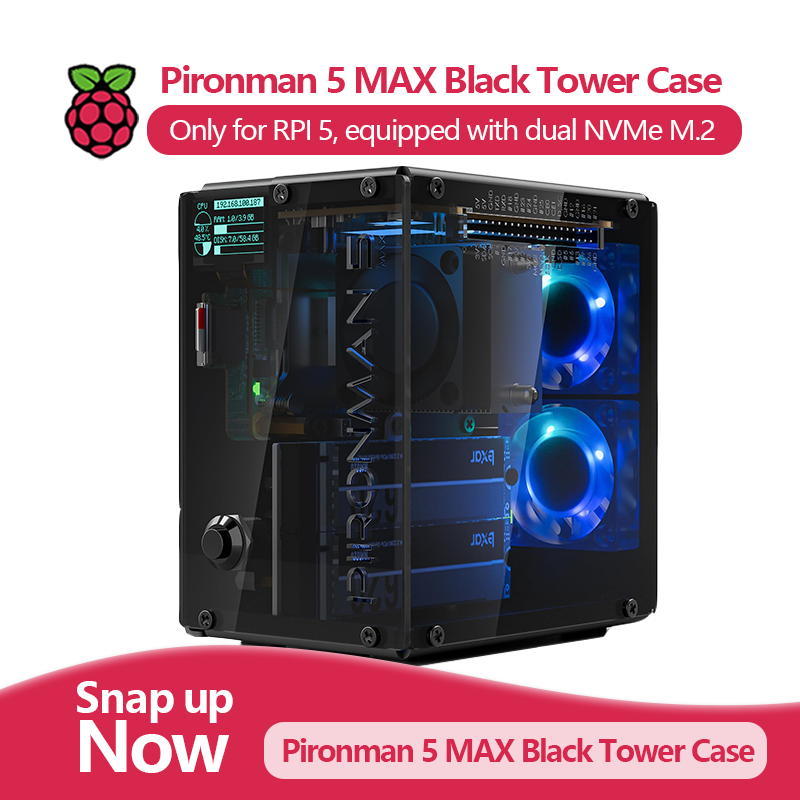Pironman 5 MAX, Black Tower Ca - Argon One V3 M.2 Nvme Case review and price
